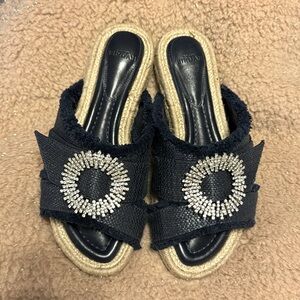 Alexandre Birman, Madelina Raffia flat sandals, size 8.